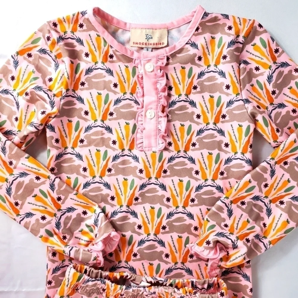 Smockingbird Spring Bunnies Pink Pima Cotton Pajama size 5